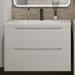 Style Line Тумба под раковину Марелла 80 Люкс Plus антискрейтч подвесная белая матовая – фотография-1